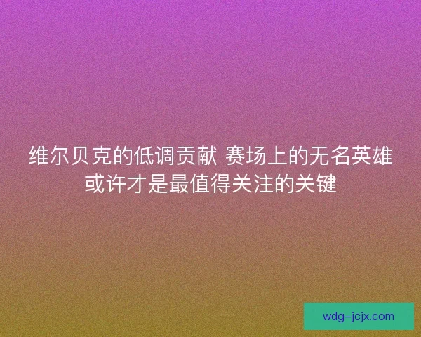 维尔贝克的低调贡献 赛场上的无名英雄或许才是最值得关注的关键
